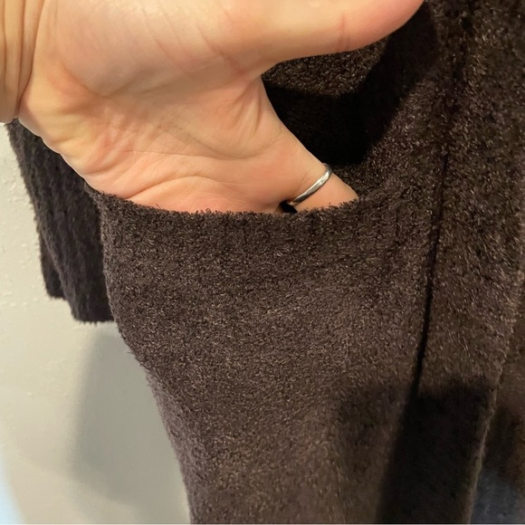 Barefoot Dreams CozyChic Lite Relaxed Hooded Cardigan in Brown - Picture 5 of 8